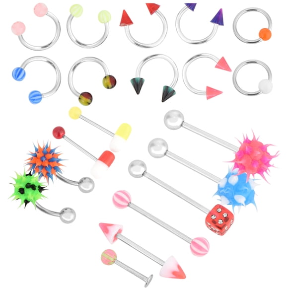 110 Pcs Bijoux de Perçage Corporel pour Tous les Perçage Acier Inoxydable Langue Mamelon Sourcils Lèvre Nombril Nez Barrette Anneaux Perçage Corporel pour Femmes Ensemble de Bijoux de Perçage