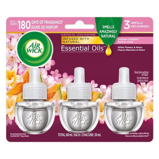 Air Wick Huile Parfumée à Brancher, 3 Recharges, Délices d'Été