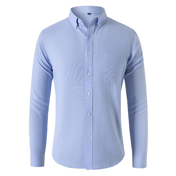 Ketyyh-chn99 Dress Shirts for Men Regular Fit Fashion Men'S Fashion Spring And Summer Casual Long Sleeved Lapel Solid Color Shirt Shirt Blue,3XL