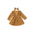thumbnail image 3 of Kmbangi Baby Girl High-Waist Ruffle Buttons Princess Pleated Dress Headband, 3 of 9