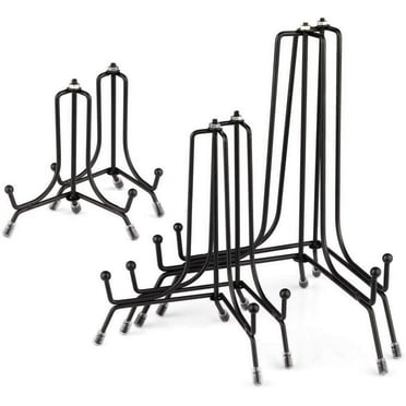 Mocoosy Lot de 6 Supports d'Assiettes Antidérapants Améliorés en 3 Tailles pour l'Exposition, Support d'Assiettes de 4 6 8 Pouces, Chevalet Porte-Photos en Métal Noir pour l'Exposition d'Assiettes Décoratives, Livre, Porte-Photos et Art de Table