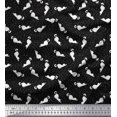 thumbnail image 1 of Soimoi Tissu Popeline de Coton Imprimé Floral & Chat au Mètre 56 Pouces de Large, 1 of 3