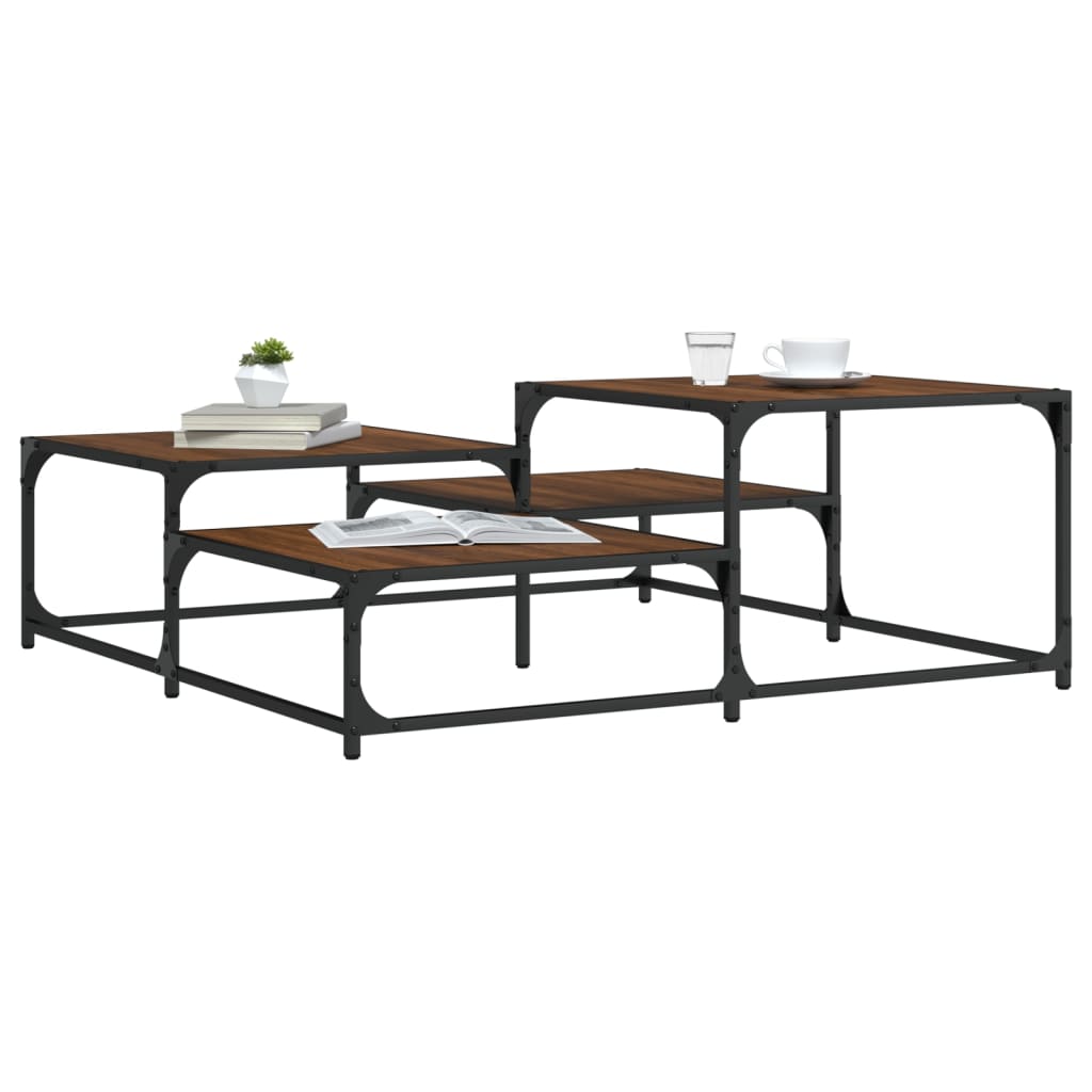 vidaXL Table Basse Chêne Brun 107x107x40 cm Bois Manufacturé