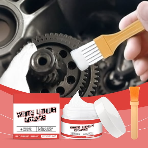 JZCHUNTOY Multipurpose White Lithium Grease, Premium Lubricating Grease with Brush, Rust Prevention Lubricant, for Hinges Bearings Gears Garage Door Maintenance