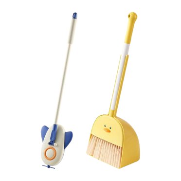 veasfak Kids Pretend Home Cleaning Play Set Mini Broom with Dustpan for Age 3-6 Kids Yellow