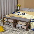 thumbnail image 4 of SONGMICS Bamboo Shoe Bench, 2-Tier Shoe Rack, 11.4 x 28 x 19.3 Inches, Brown and Gray, 4 of 6