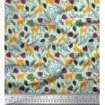 thumbnail image 1 of Soimoi Tissu Crêpe Polyester Feuilles & Rennes Imprimés d'Animaux au Mètre 42 Pouces de Large, 1 of 3
