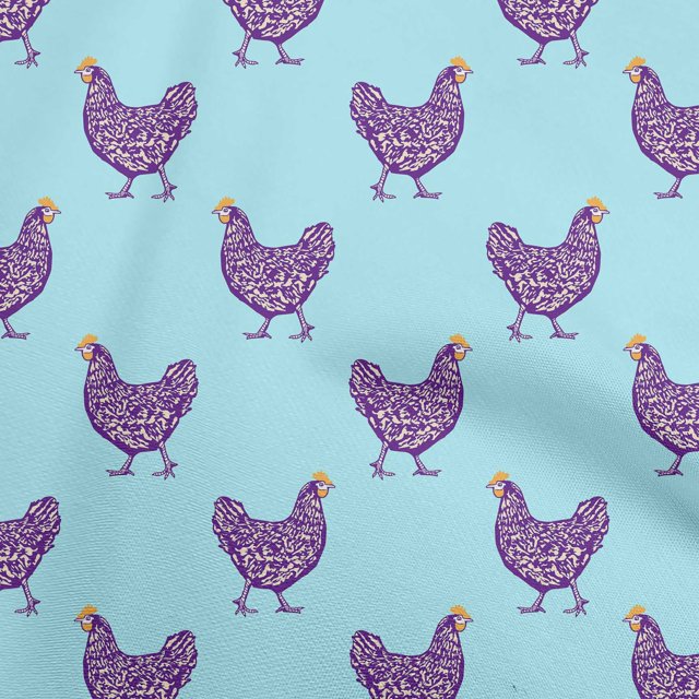 oneOone Rayon Light Blue Fabric Rooster Cock Craft Projects Decor Fabric Printed By The Yard 56 Inch Wide