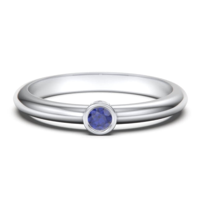 Bague Classique à Pierre de Naissance Sertie Clos - Saphir Bleu (Septembre)