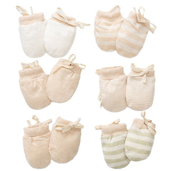 EASTIN Baby Mittens Cotton Soft 6 Pairs Adjustable No Scratch Mittens Newborn Gloves