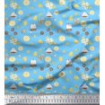 thumbnail image 1 of Soimoi Blue Rayon Fabric Tea Bag,Star Anise & Lemon Slice Vegetable Printed Craft Fabric by the Yard 56 Inch Wide, 1 of 3