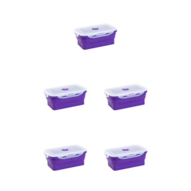 Thinsony Silica Gel Lightweight And Compact For On--Go Sealed Preservation Box Microwave Lunch Box Silicone Lunch Box purple 1200ml 5Set