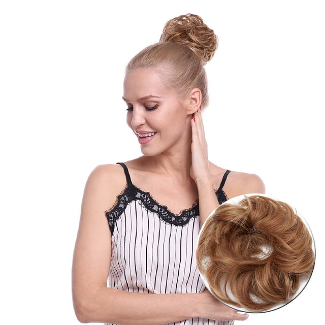 Mode Désordonné Extensions de Pain de Cheveux Scrunchies Morceaux de Cheveux Donut Updo Queue de Cheval pour les Femmes