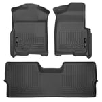 Fits 2009-2014 Ford F-150 Husky Liner Floor Liner 98331 WeatherBeater; Molded Fit; Smooth Arcing Ribs/Raised Heel Pad; Black; Rubber; 3 Piece