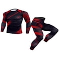 thumbnail image 1 of Men‘s Compression Base Layer 2PCS Clothes Set Athletic Fitness Quickly Dry Long Sleeve Tights T-Shirt Leggings, 1 of 7