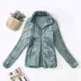 thumbnail image 2 of Womens Full Zip Up Sherpa Lapel Fuzzy Fleece Jacket Oversized Fluffy Coat, 2 of 4