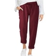 thumbnail image 1 of Dagugfen Plus Size Cotton Linen Pants for Women Ruched Elastic Waist Drawstring Lightweight Flare Legging for Casual, 1 of 6