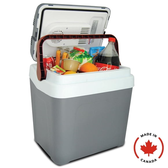 Koolatron Glacière électrique 12 V, réfrigérateur thermoélectrique de voiture 24 L (26 pintes), réfrigérateur portable sans glace, gris/rouge