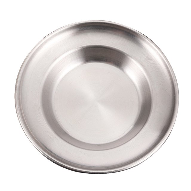 Stainless Steel Plate Round Dinner Plate Dessert Plate Household Food Serving Plate
