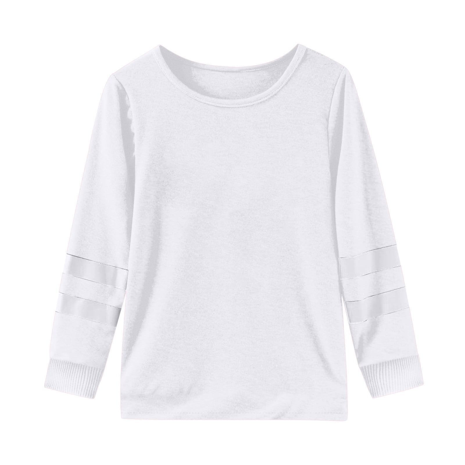 WEIYLL T-Shirts Filles Manches Longues Poignets Col Rond Patchwork Chaud Doux T-Shirt Enfant Hauts pour 5-6 Ans