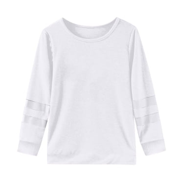 PMVFHDE Hauts d'Été pour Fille Hauts d'Été pour Fille T-Shirts d'Été pour Fille 2025 T-Shirts pour Fille Tunique T-Shirt pour Fille T-Shirt à Manches Longues pour Filles Haut à Col Rond pour Enfants T-Shirt pour Filles Rose Vif, 3-4 Ans