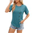 thumbnail image 1 of AherBiu T-Shirts à Manches Courtes pour Femmes Été Décontracté Ample Col Rond Haut Confortable T-Shirts Chemises Blouse de Tous les Jours, 1 of 6
