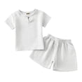thumbnail image 3 of Boys Summer Outfit Set Soft Linen Blend Short Sleeve Tee and Comfortable Shorts, 3 of 3