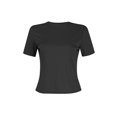 thumbnail image 3 of Wangsaura Womens Crewneck Short Sleeve Ribbed T-Shirt Slim Fit Tops Solid Basic Tee, 3 of 7
