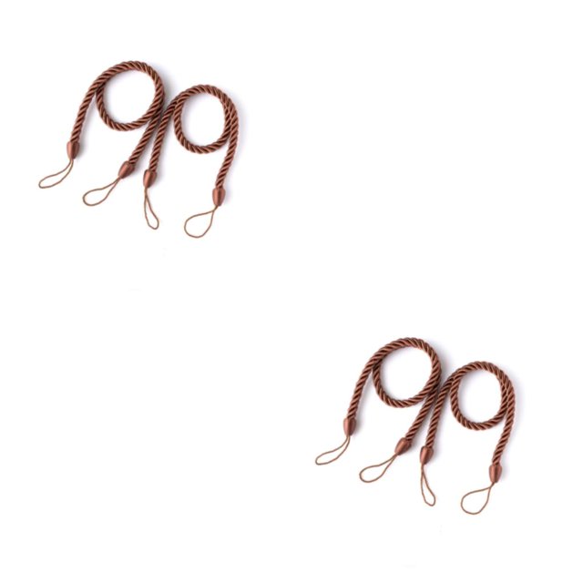 stanreset 1/2/3/5 2 Pieces Household Hotel Polyester Curtain Holdback Living Room Drape Tieback Draperies Decorative Holder Waved Rope Coffee 2PCS