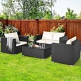 thumbnail image 1 of Costway 4PCS Patio Rattan Furniture Set Cushioned Sofa Chair Coffee Table Off White, 1 of 9