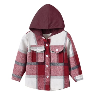 GDREDA Boys Coat & Jacket - Toddler Boys Girls Shirt Coat Jacket Plaid Long Sleeve Kids Tops Hooded Outwear for Outdoor Activities and Casual Wear