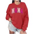thumbnail image 1 of Culottes pour Femmes Chandail Maman Femmes Surdimensionné Paillettes Patch Maman Chandails à Col Rond Maman Imprimé Manches Longues Ample Mode Chandail S Rouge, 1 of 7