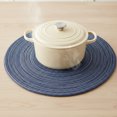 thumbnail image 4 of 15 Inch Round Braided Woven Placemats Set of 4 Navy Blue Heat Resistant Non‑Slip Farmhouse Table Mats, 4 of 7