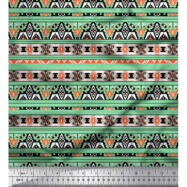 Soimoi Georgette Viscose Fabric Aztec Southwestern Printed Craft Fabric by The Yard 42 Inch Wide