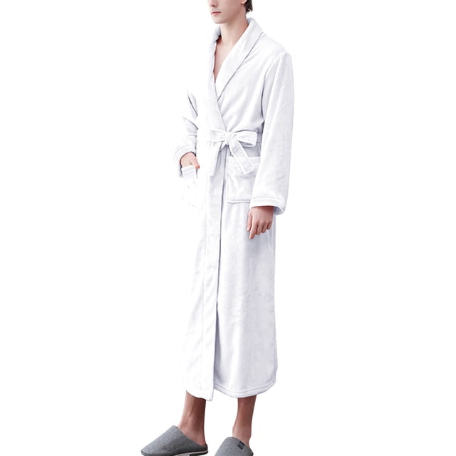 Women'S Double Pocket Flannel Bathrobe Soft And Warm Double Faced Velvet Bathrobe Pajamas And Home Wear Bathrobe Robe