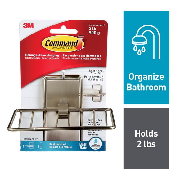 Porte-savon pour la salle de bain Command(MC), BATH34-SN-EF, givré, 0,9 kg (2 lb)