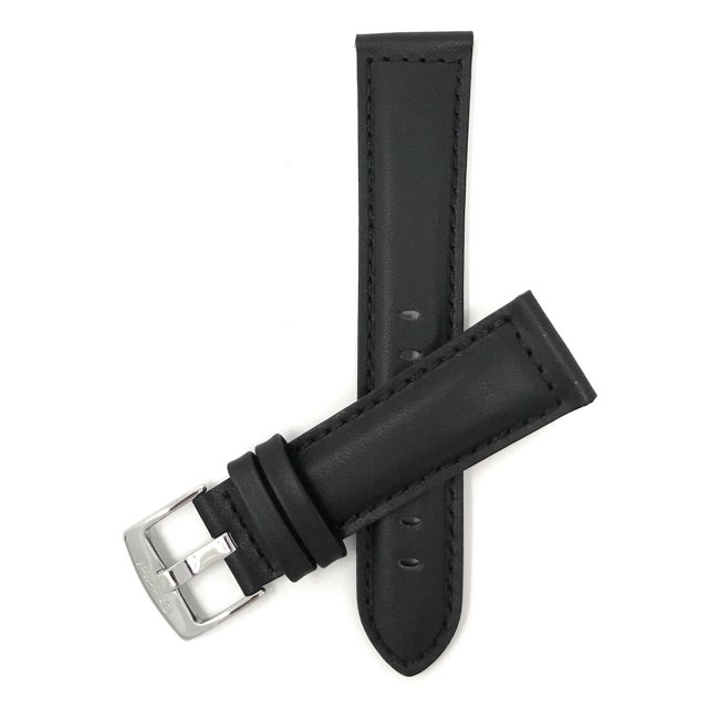 Extra Long (XL), 28mm Leather Watch Band Strap, Mat, Tone-on-Tone Stitching, Stainless Steel Buckle