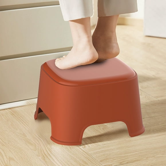 ZZkhGO Compact Plastic Mini Stool, Stackable Stable 8.3 Inch Small Stool, -Slip Frosted Seat for Bathroom Kitchen Camping, Red