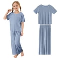 thumbnail image 1 of Hiiyo Little Girls Pajamas Soft Ribbed Short Sleeve T-Shirt Pants Loungewear, Sizes 1-15, 1 of 5