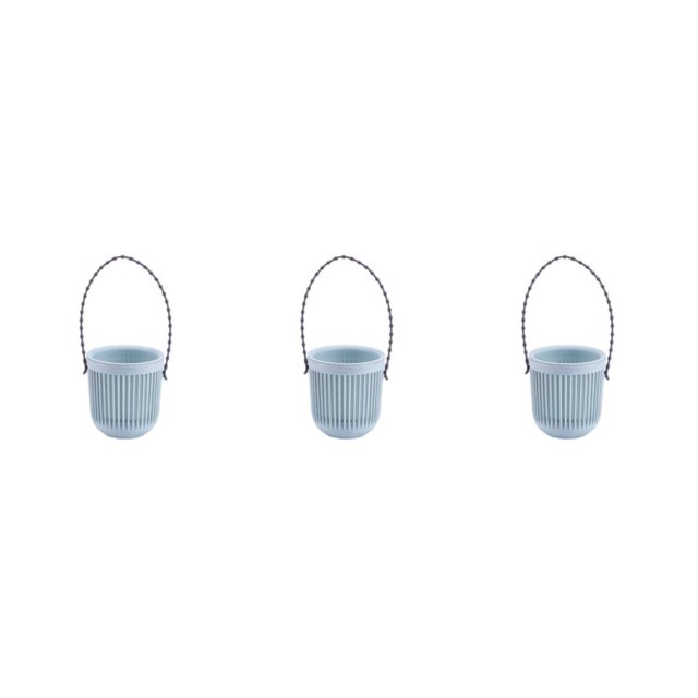 Transemion ABS Decorate With Lightweight Planter With Removable Strape And Wall-Mount Option Inner Layer Hollowed Out For Better Blue 8.7*9.5*20.5cm 3Set