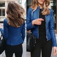 thumbnail image 2 of CEHVOM Women Ladies Lapel Motor Jacket Coat Zip Biker Short Punk Cropped Tops Clearance, 2 of 7