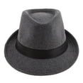 thumbnail image 2 of Chapeau Fedora Unisexe Rétro Bande de Ruban Chapeau Manhattan Gangster Melon Panama Gris, 2 of 8
