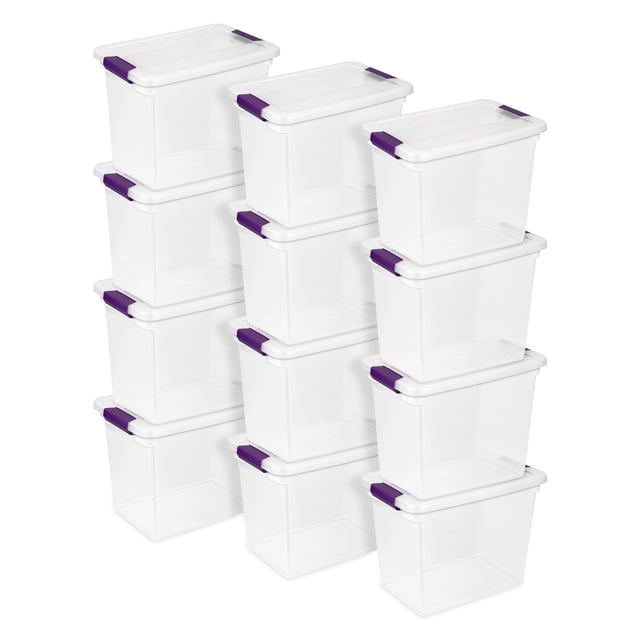 Sterilite ClearView 27 Quart Stacking Storage Tote w/ Latch Lid, 24 Pack