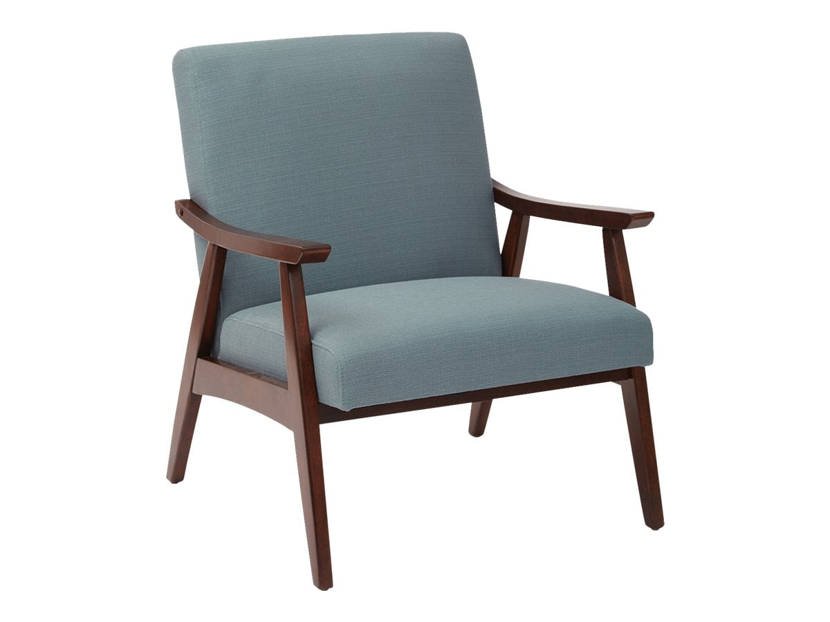 Davis Chair in Klein Sea Blue Fabric with Medium Espresso Frame