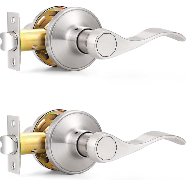 Levier de Serrure de Porte de Passage pour Corridor et Garde-Robe, Serrures Intérieures Sans Clé en Nickel Satiné