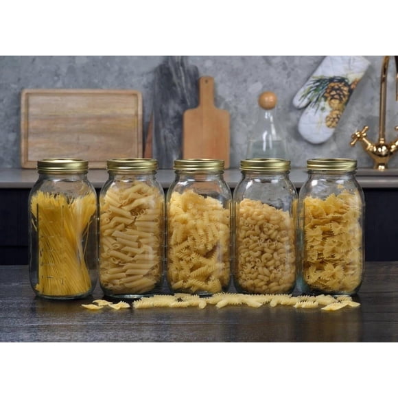 karymi Half Gallon Wide Mouth Glass Jar with Lid and Ring, 64 oz Extra Large Canning Jar, Airtight, for Home Canning Pantry Storage, Dishwasher Safe, 4.5x9.25 Inch Party Favors