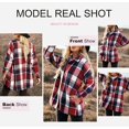 thumbnail image 3 of ORUYROP Womens Long Sleeve Plaid Shirts Flannel Lapel Button Down Shacket Jacket Coats, 3 of 5