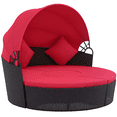 thumbnail image 1 of Outsunny Chaise Longue de Patio avec Canapé-Lit Rond Coussiné 4 Pcs Rouge, 1 of 10