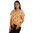 thumbnail image 3 of Moomaya T-Shirts Teinture sur Nœuds à Manches Courtes Froncées pour Femmes Col en V Décontracté en Jersey, 3 of 8