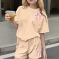 thumbnail image 2 of Robe d'Été à Manches Courtes Haut à Manches Courtes et Short Ensemble Deux Pièces pour Enfants Mignonne Détente d'Été Col Rond, 2 of 8